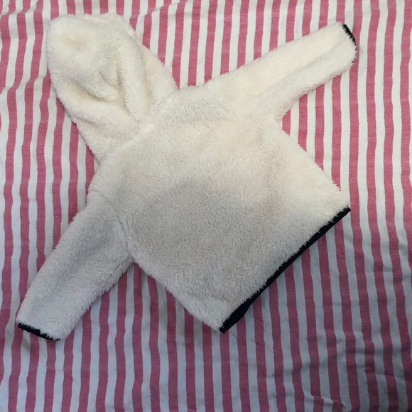 White Fuzzy Fleece with Ears - Picture 2 of 3